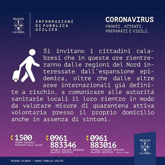 REGIONE CALABRIA CORONAVIRUS m