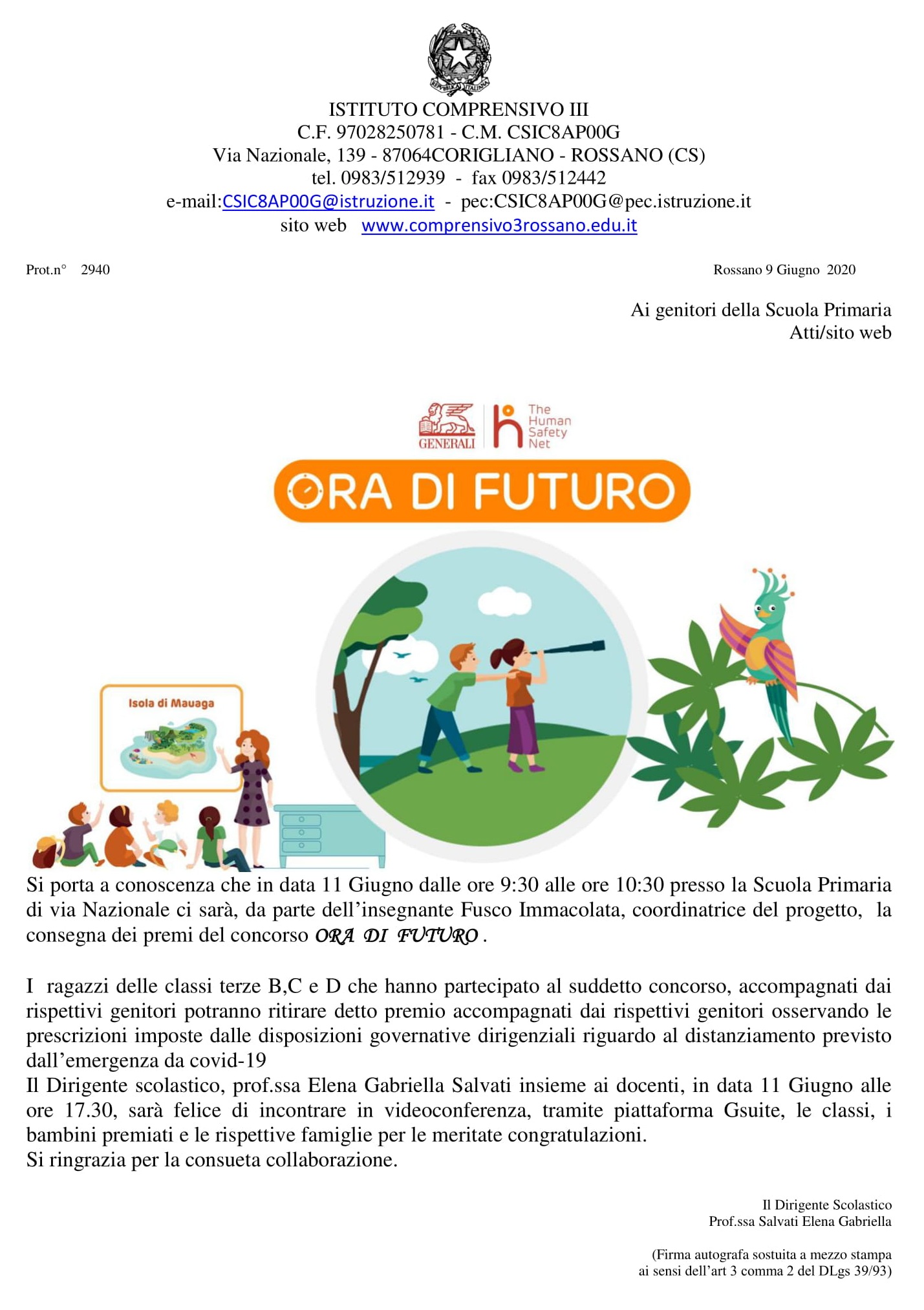avviso premio ora di futuro 1